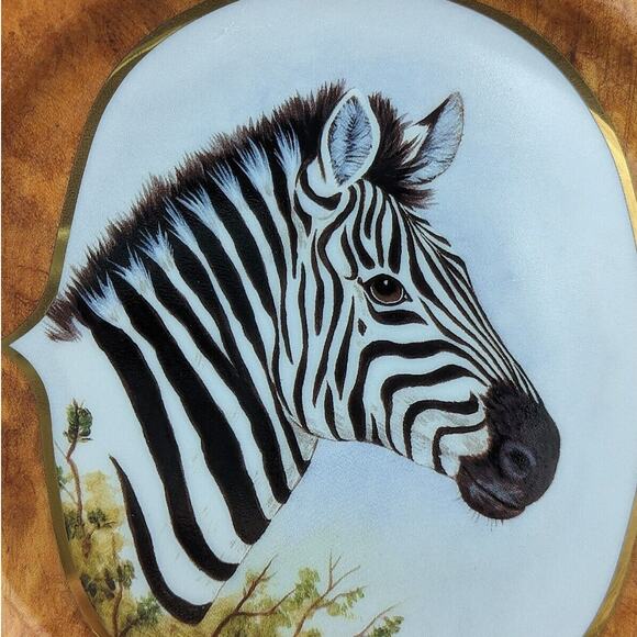 Lynn Chase Plate African Portraits Zebra Luncheon Dinner 9 Inch Safari 1990s - Picture 2 of 11